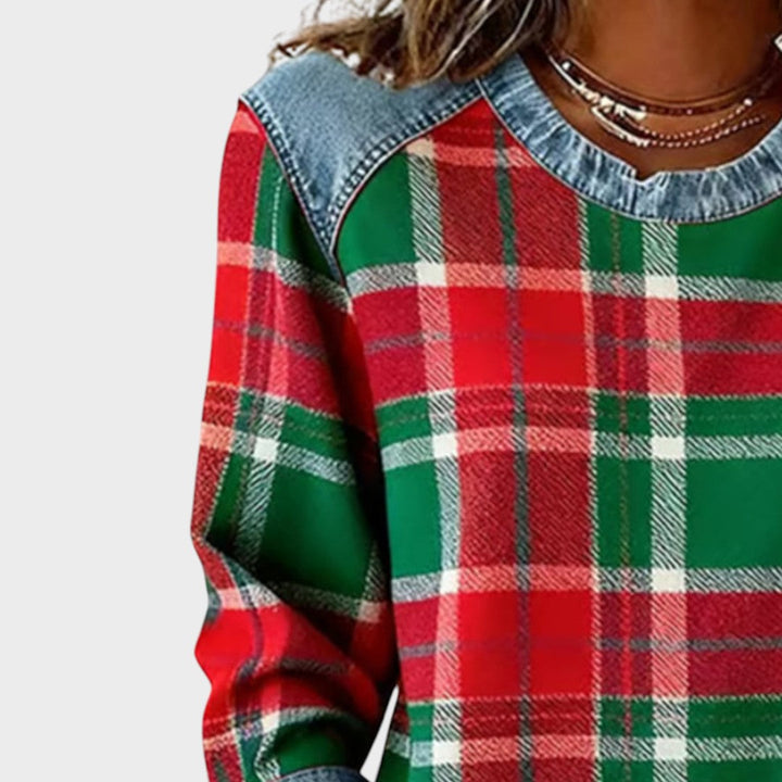 Iva | Sweater with Denim Details