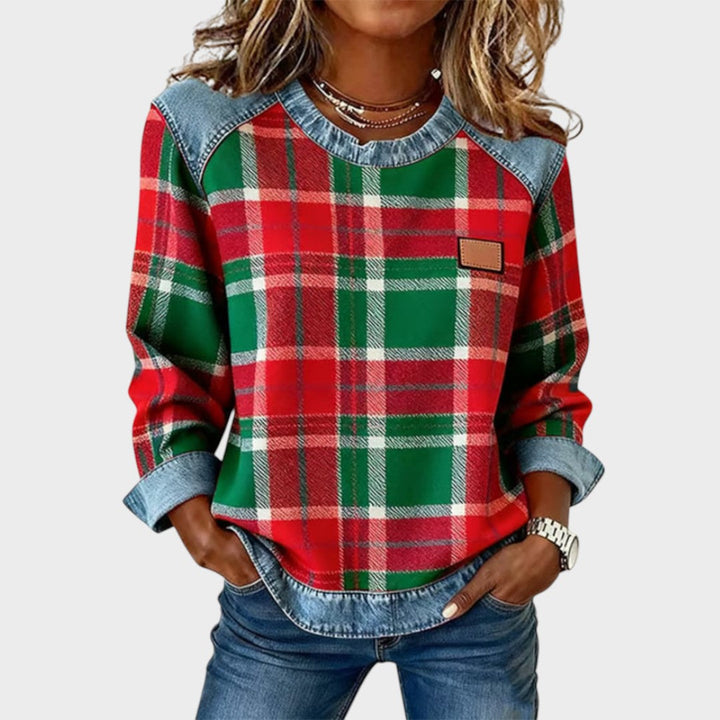 Iva | Sweater with Denim Details