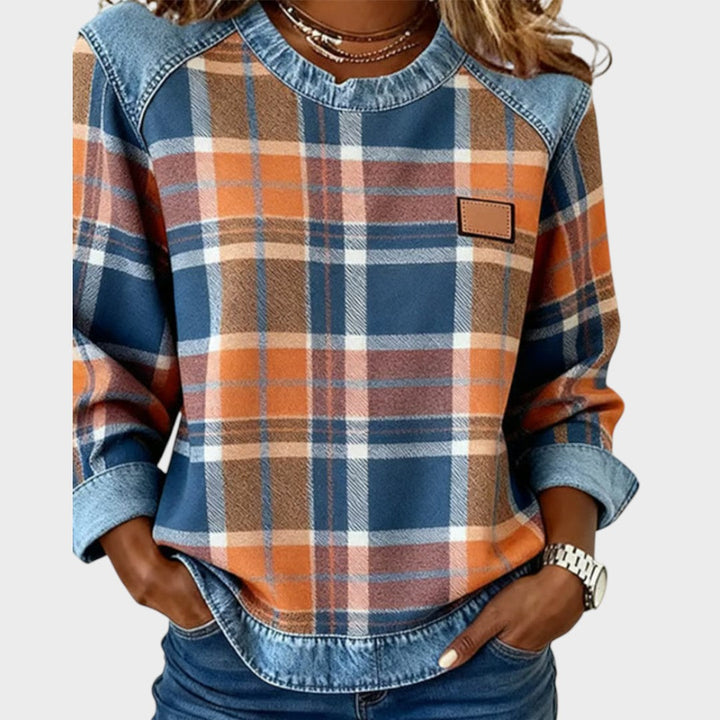 Iva | Sweater with Denim Details