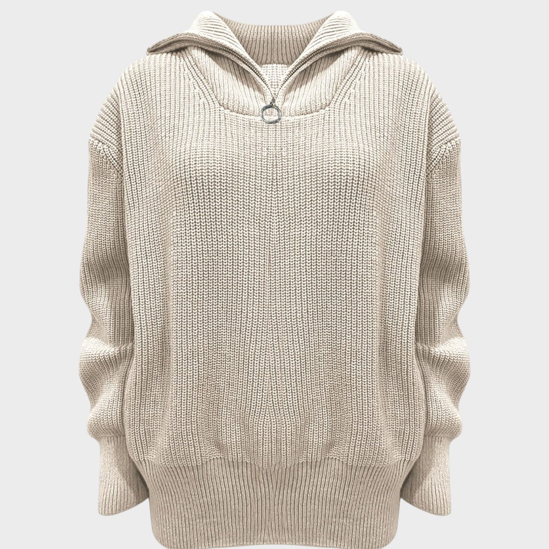 Eliana | High Neck Knitted Sweater with Zip