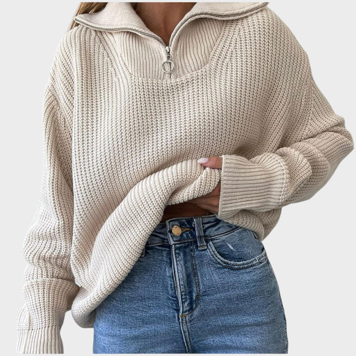 Eliana | High Neck Knitted Sweater with Zip