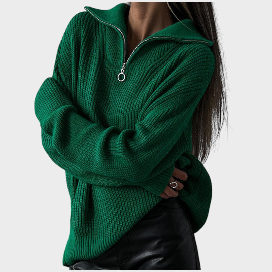 Eliana | High Neck Knitted Sweater with Zip