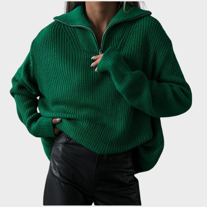 Eliana | High Neck Knitted Sweater with Zip