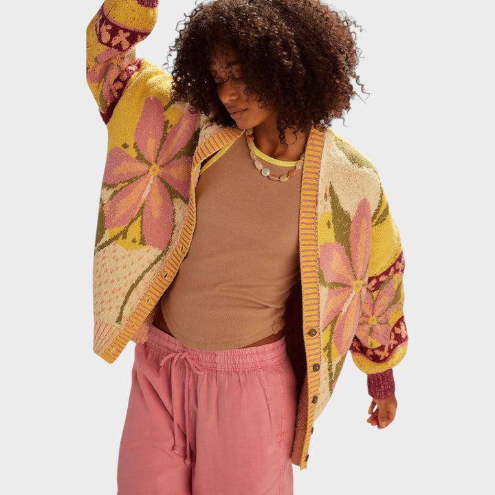 Isa | Floral Pattern Knitted Cardigan
