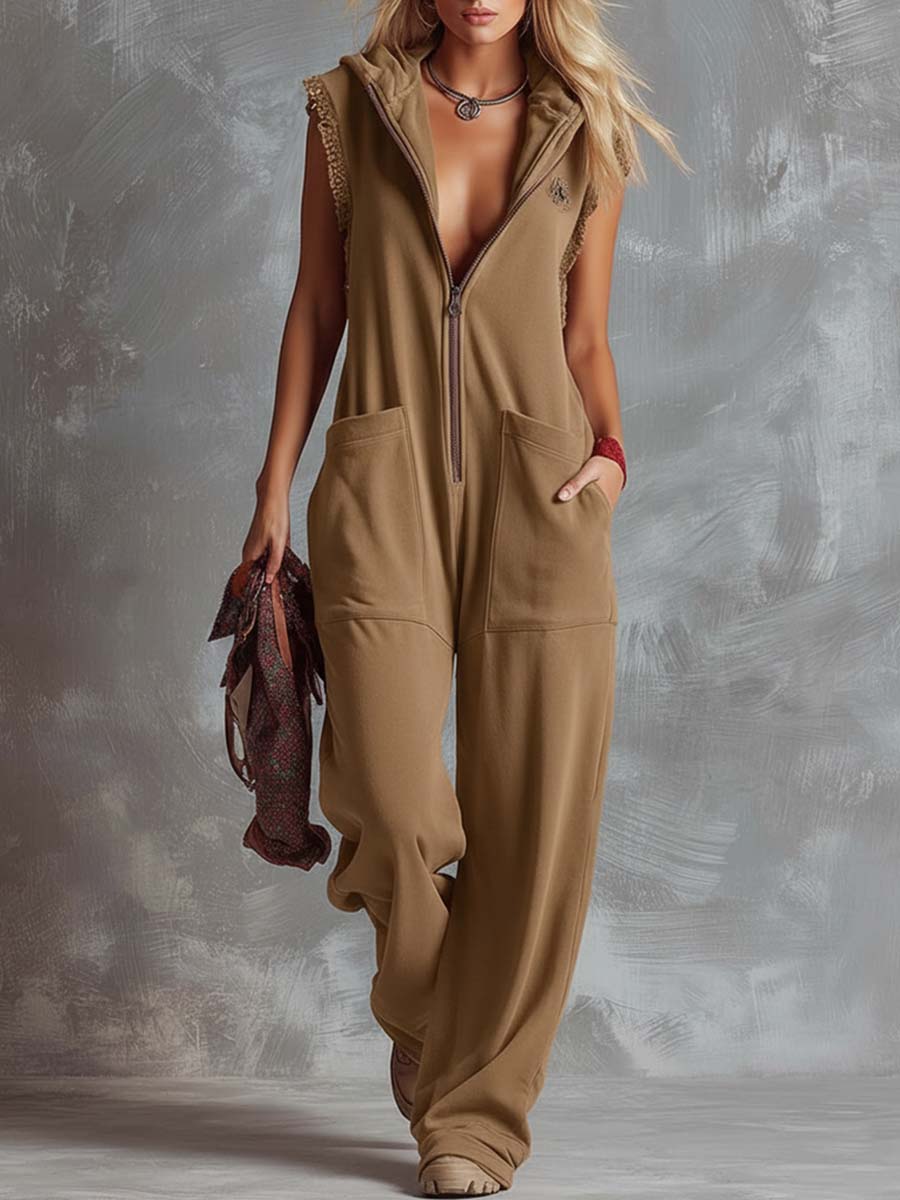 Retro Sport Hooded Jumpsuit