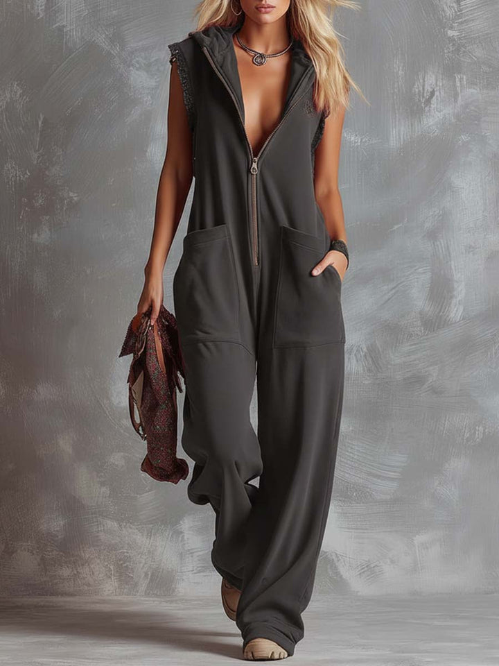 Retro Sport Hooded Jumpsuit