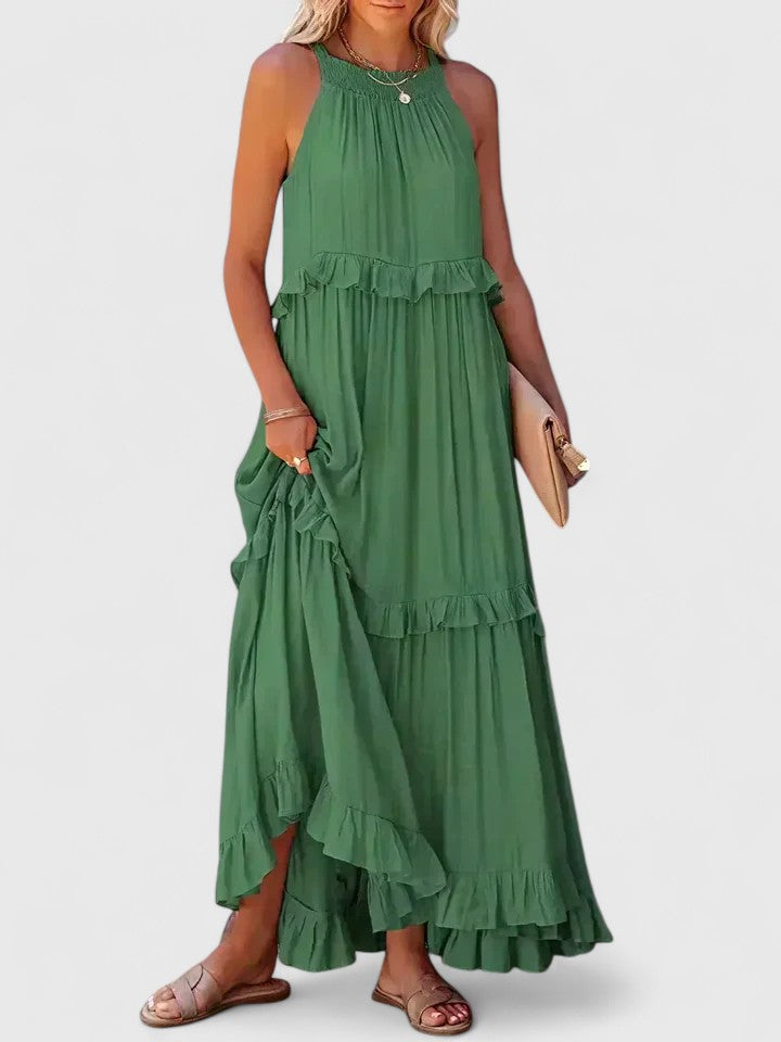 Sleeveless Ruffle Detail Maxi Dress