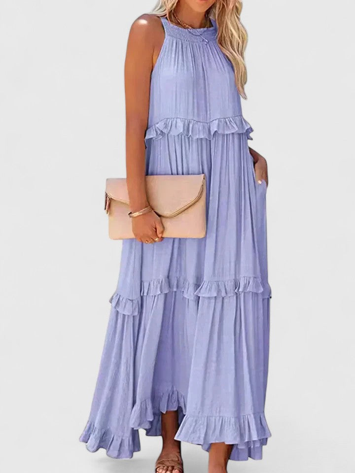 Sleeveless Ruffle Detail Maxi Dress