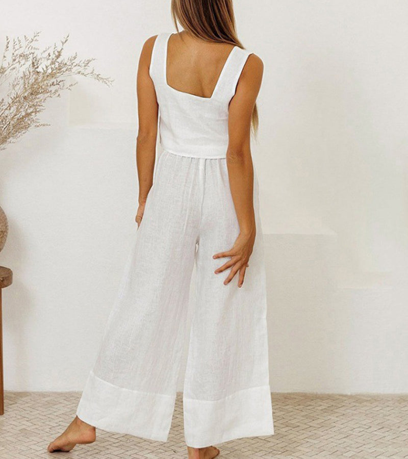Elisaria - Minimalist Top and Wide-Leg Pants Set