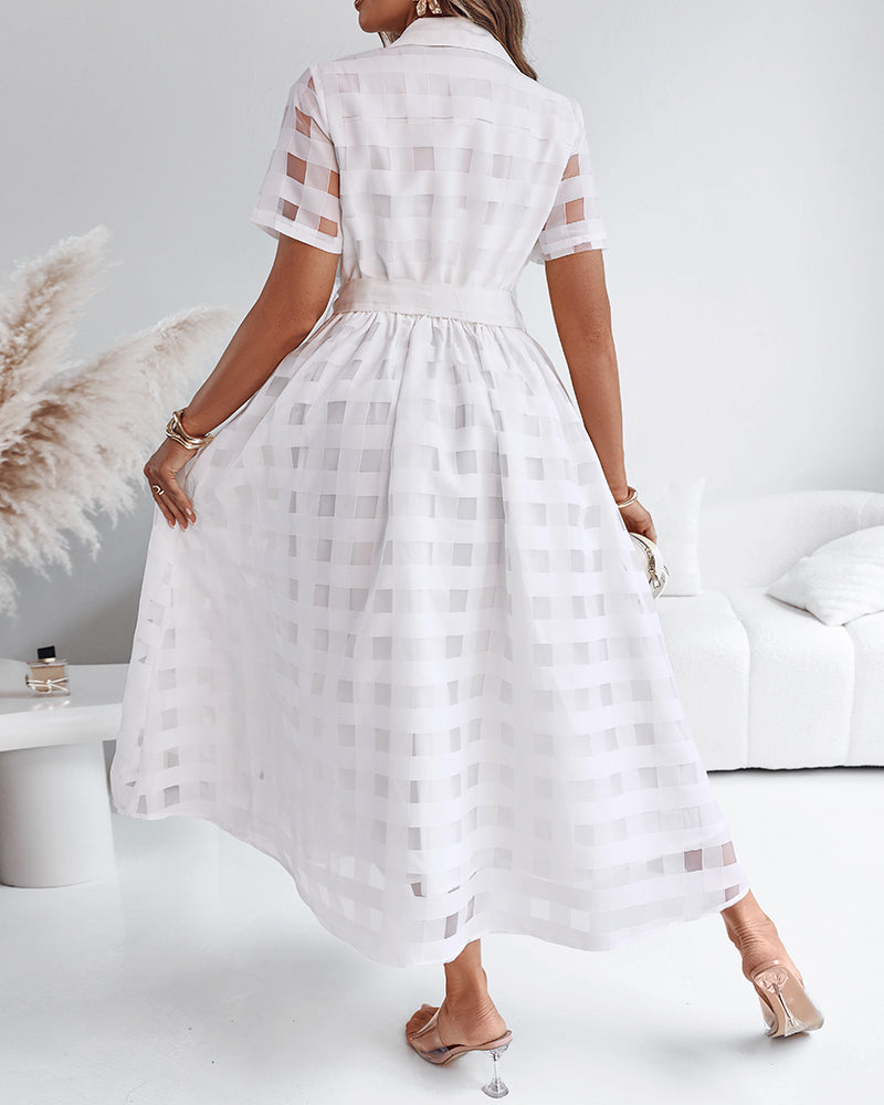 Plaid Maxi Dress with Waist Belt