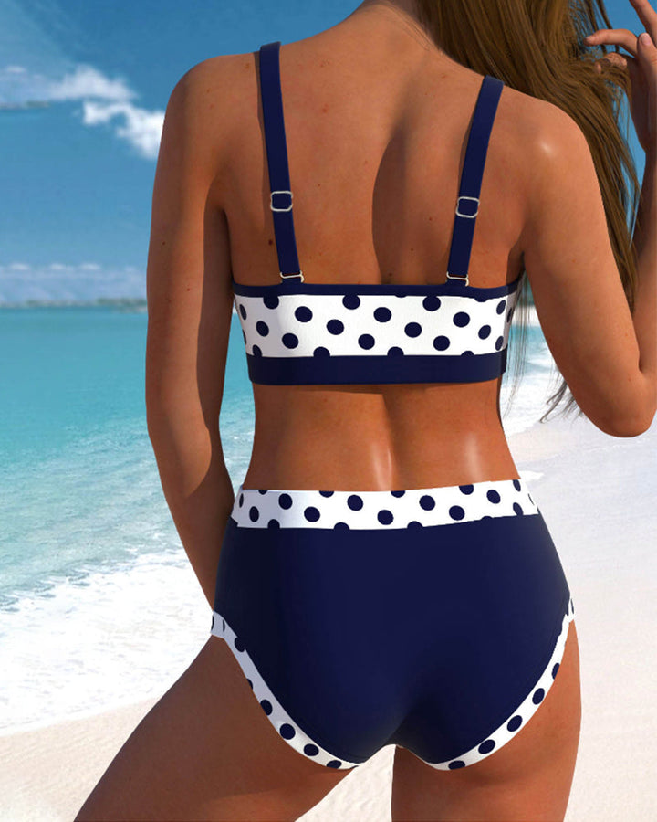 Elisabete - High-Waisted Bikini with Polka Dots and Patchwork Design