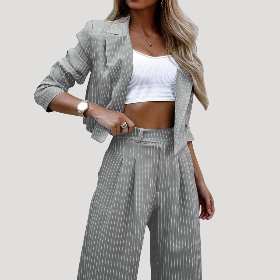 Women’s Smart Casual Pinstripe Two-Piece Suit Set