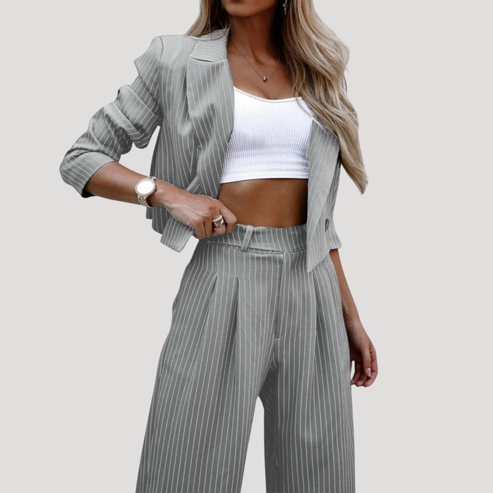 Women’s Smart Casual Pinstripe Two-Piece Suit Set