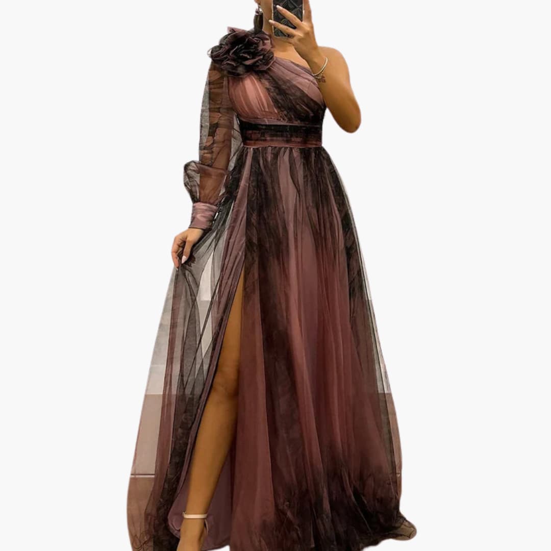 One-Shoulder Side Split Maxi Dress
