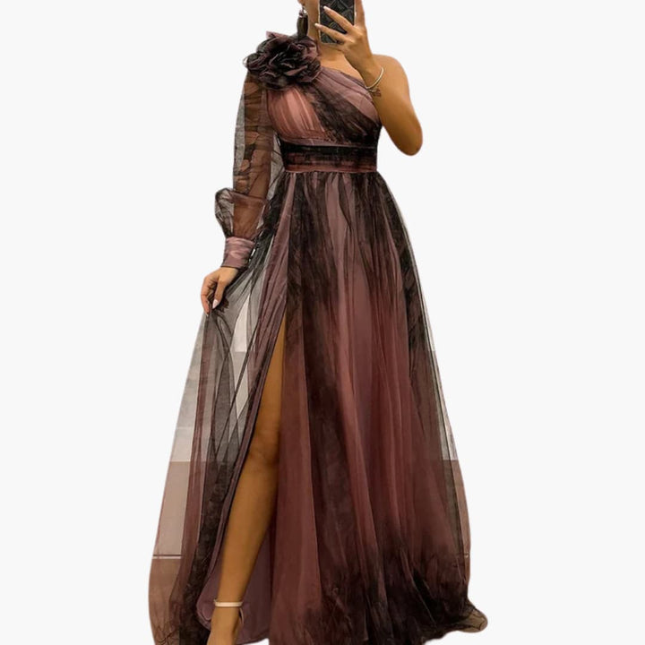 One-Shoulder Side Split Maxi Dress