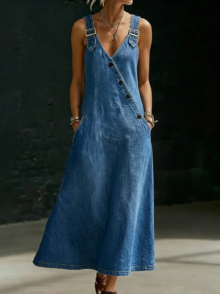 Niamh | Long Button-Down Denim Dress