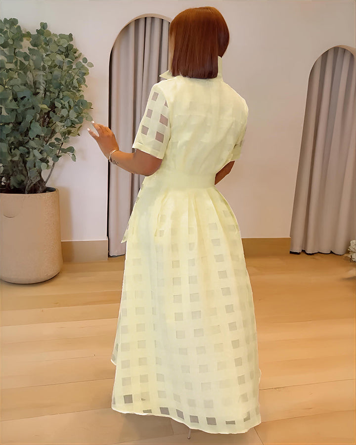 Plaid Maxi Dress with Waist Belt