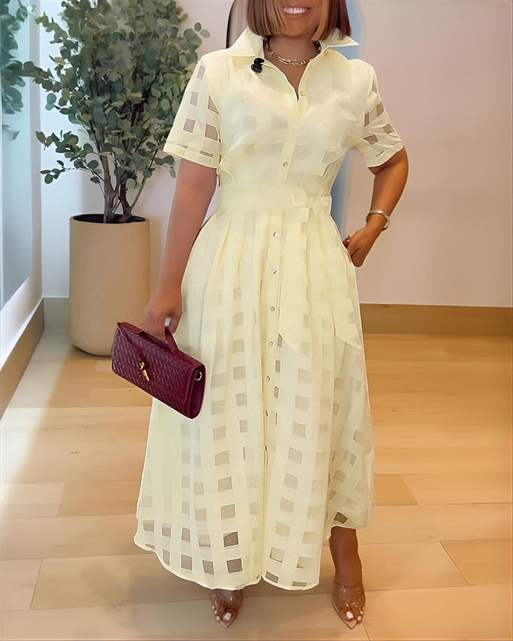 Plaid Maxi Dress with Waist Belt