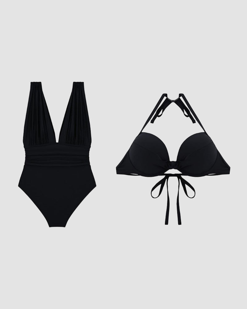 White - Luxury Sculpting Swimsuit with Deep V-Neck