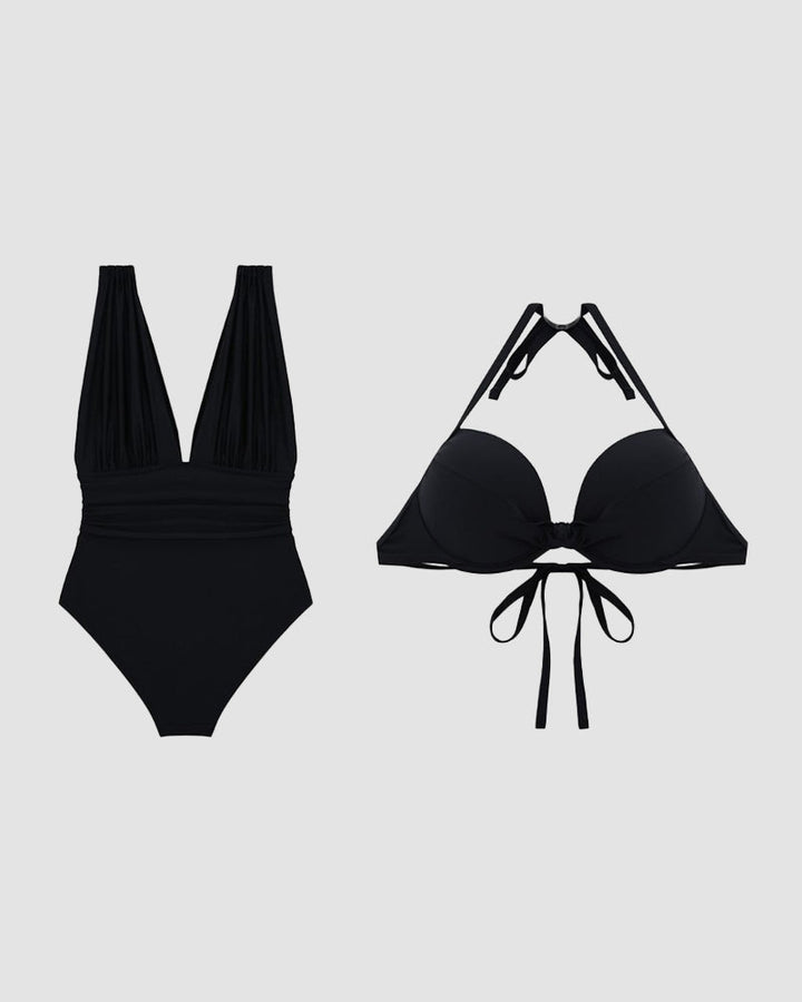 White - Luxury Sculpting Swimsuit with Deep V-Neck
