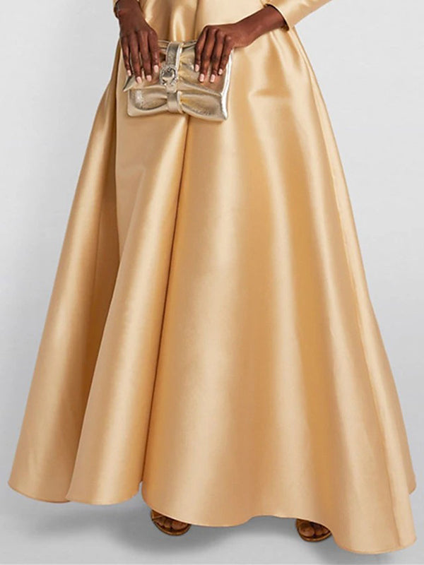 Solid Colour A-Line Maxi Dress – High-Waisted V-Neck