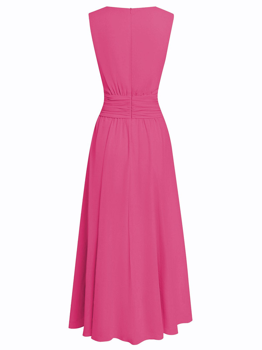 Sleeveless Ruched A-Line Wedding Guest Maxi Dress
