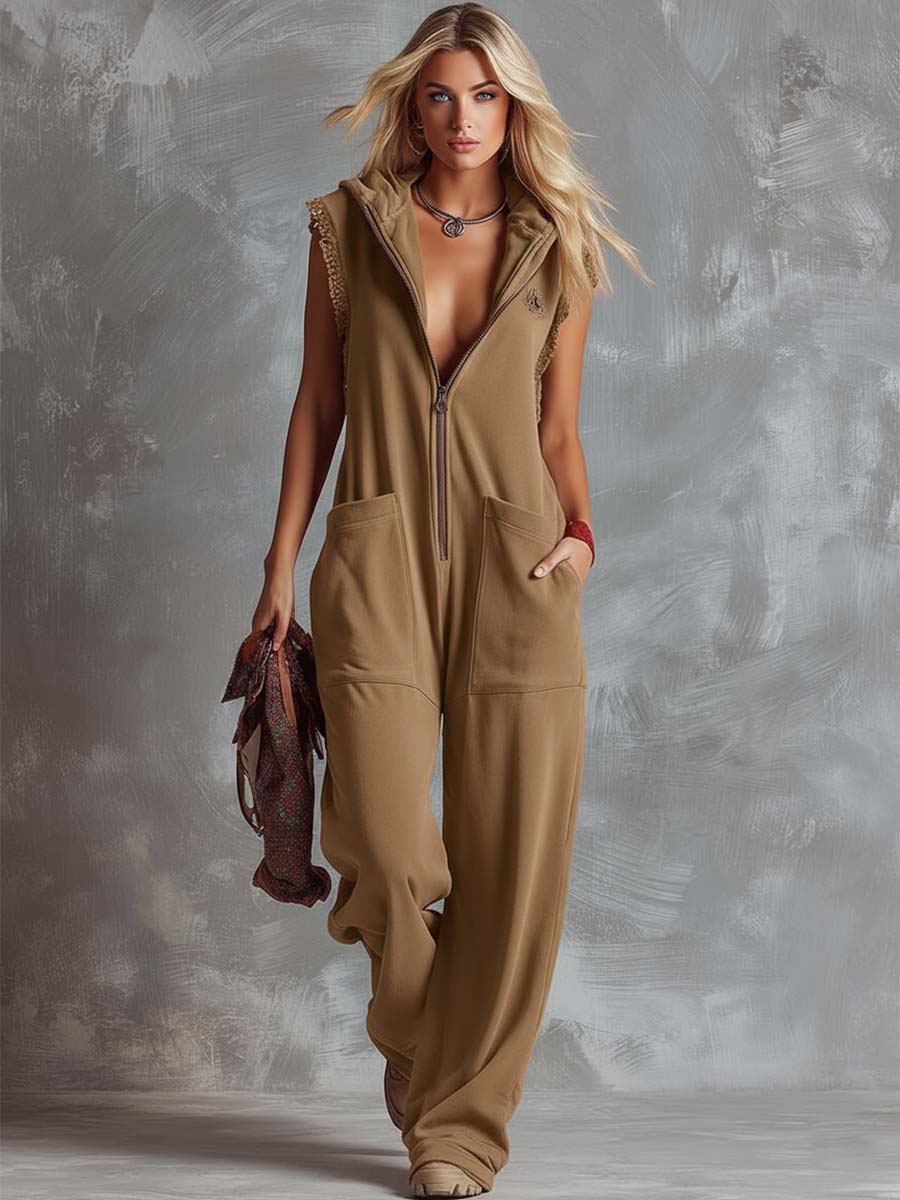 Retro Sport Hooded Jumpsuit