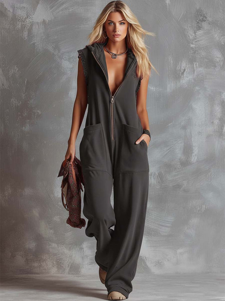 Retro Sport Hooded Jumpsuit