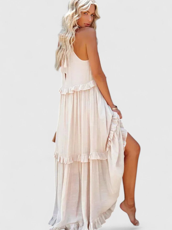 Sleeveless Ruffle Detail Maxi Dress