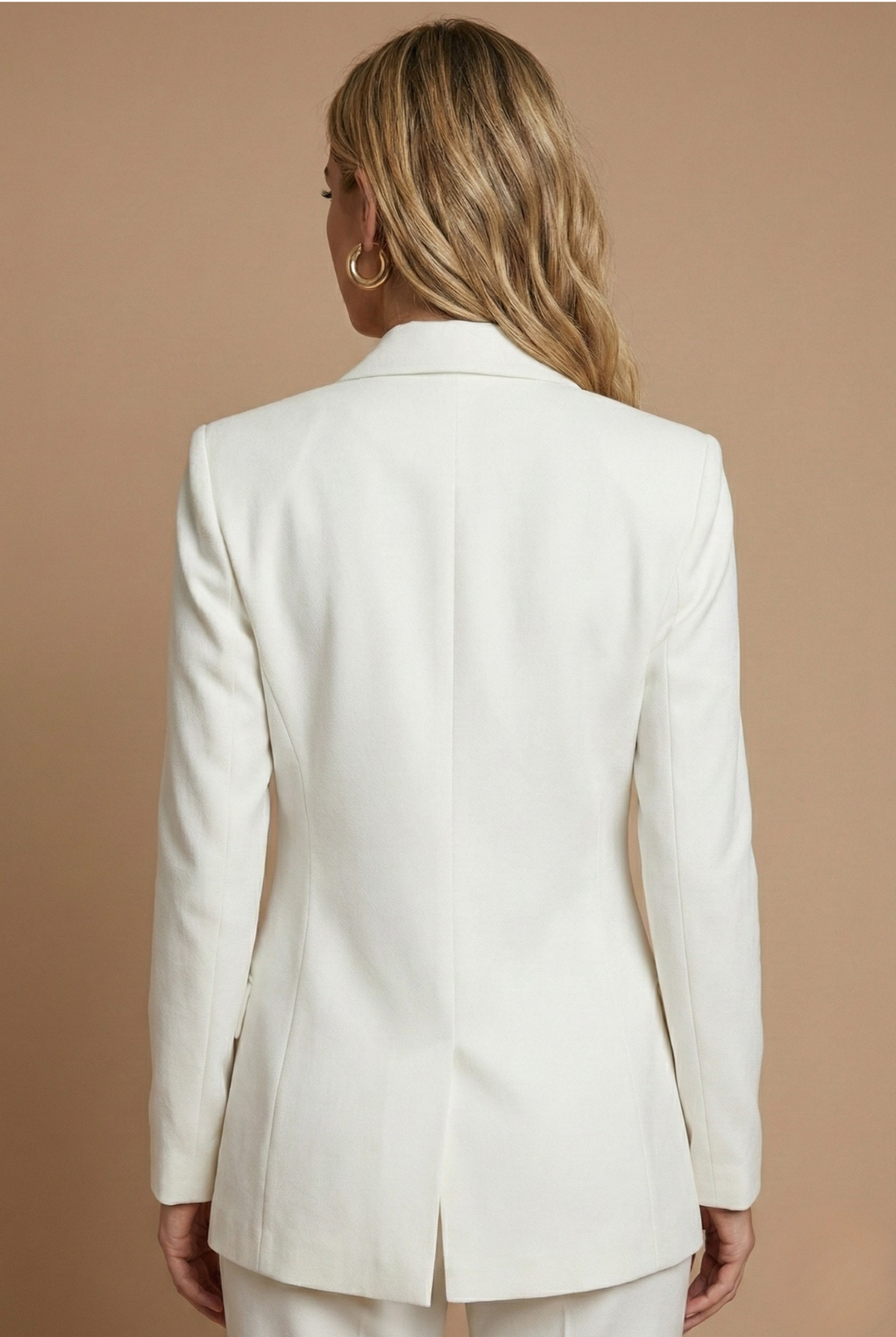 Women's Pant Suits - Double-Breasted Blazer - Flared Trousers Set