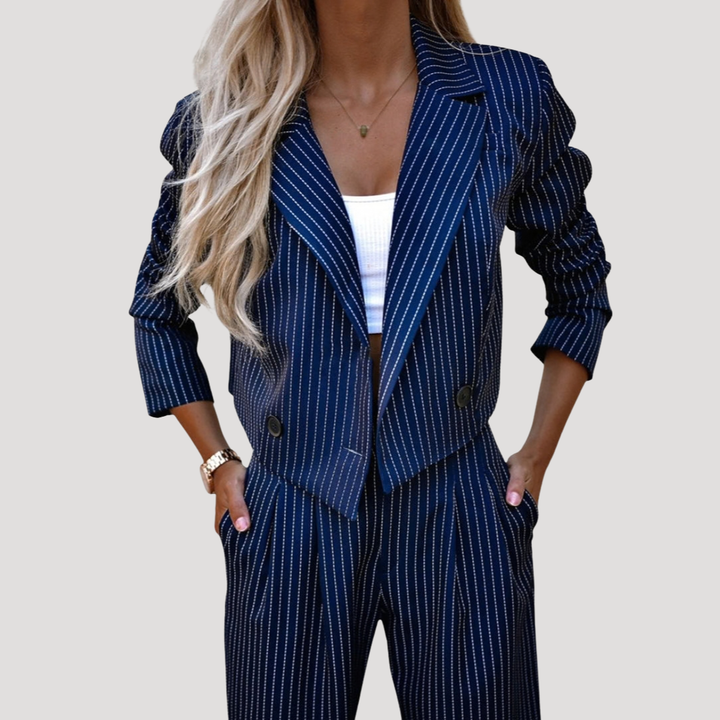Women’s Smart Casual Pinstripe Two-Piece Suit Set
