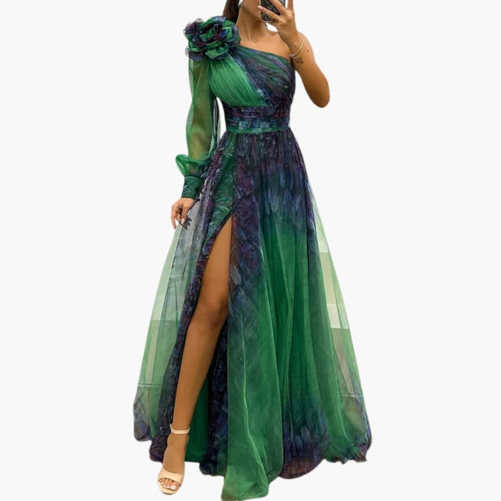 One-Shoulder Side Split Maxi Dress