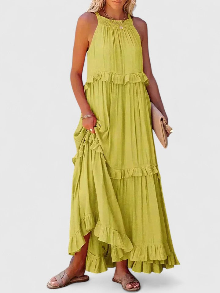 Sleeveless Ruffle Detail Maxi Dress