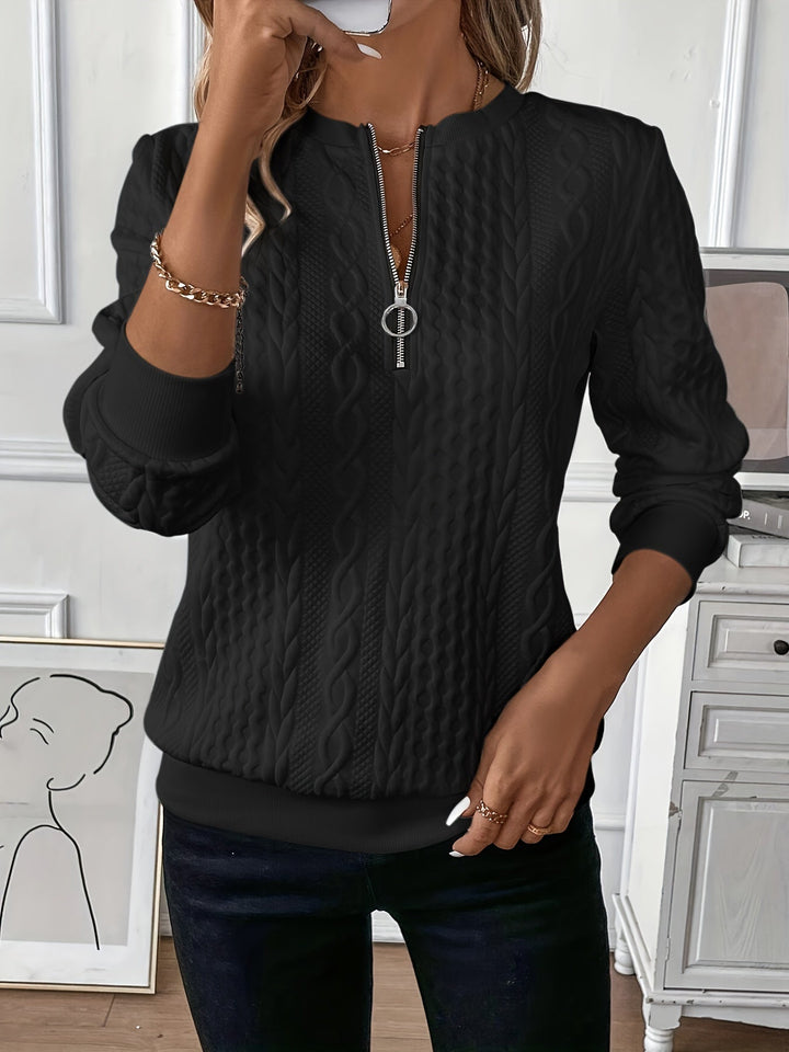 Amalie - Women's Cable Knit Zip Sweater