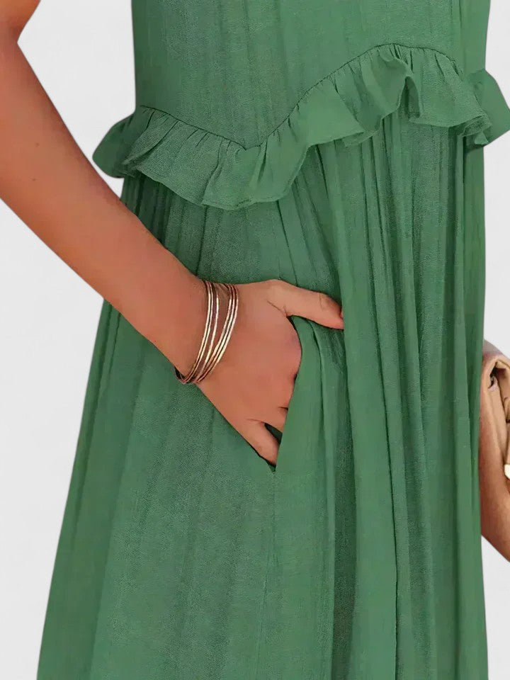Sleeveless Ruffle Detail Maxi Dress