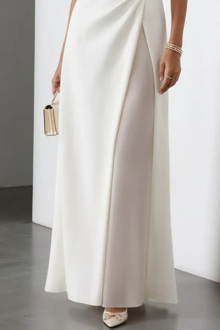 Boat Neck Draped Waist Wedding Guest Maxi Dress