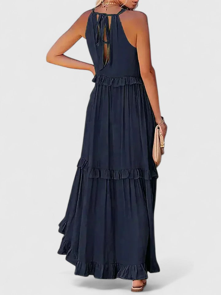 Sleeveless Ruffle Detail Maxi Dress