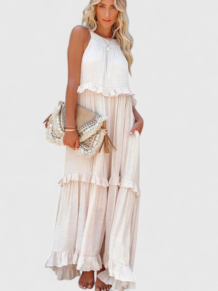 Sleeveless Ruffle Detail Maxi Dress