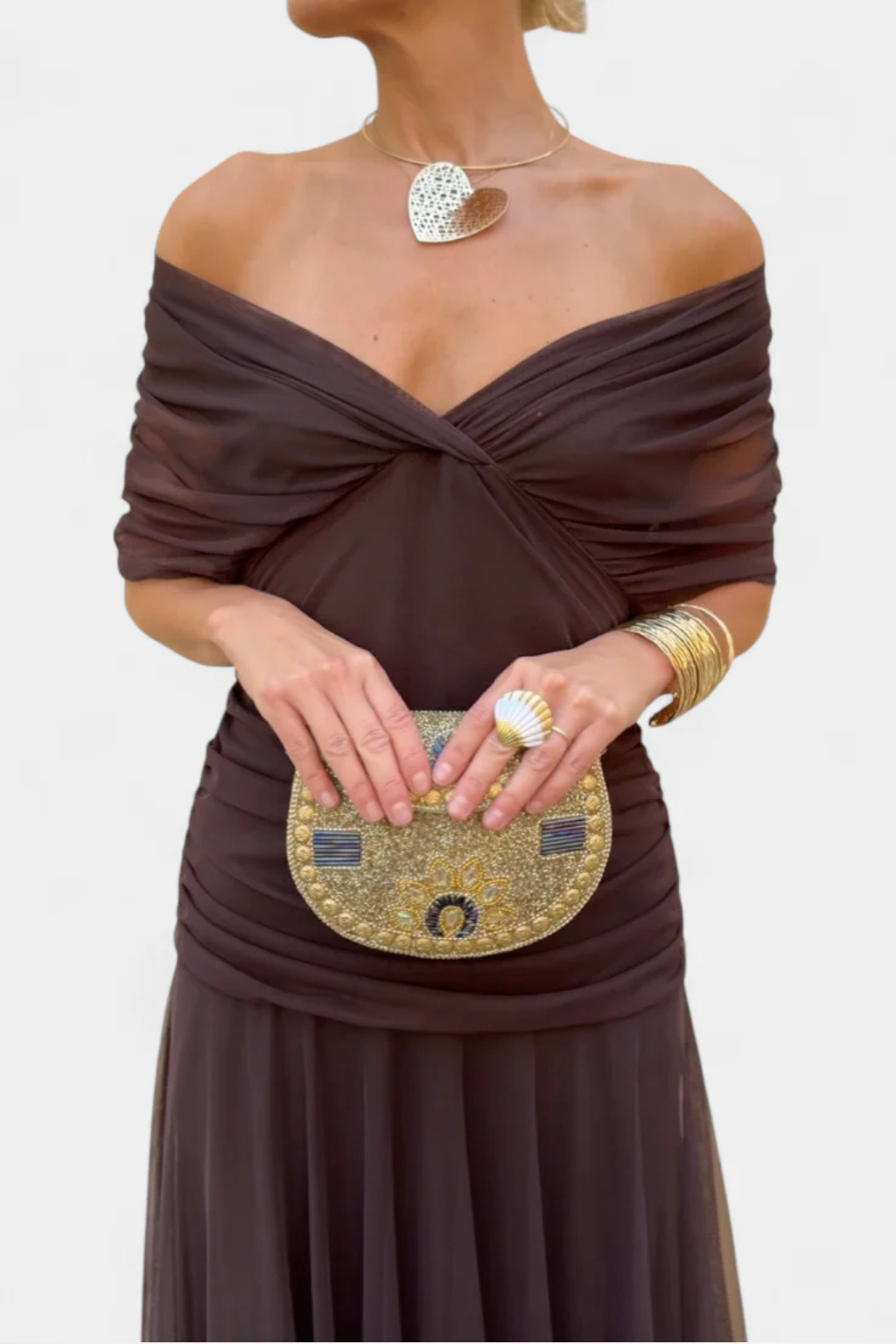 Off-Shoulder Pleated Wedding Guest Summer Dress