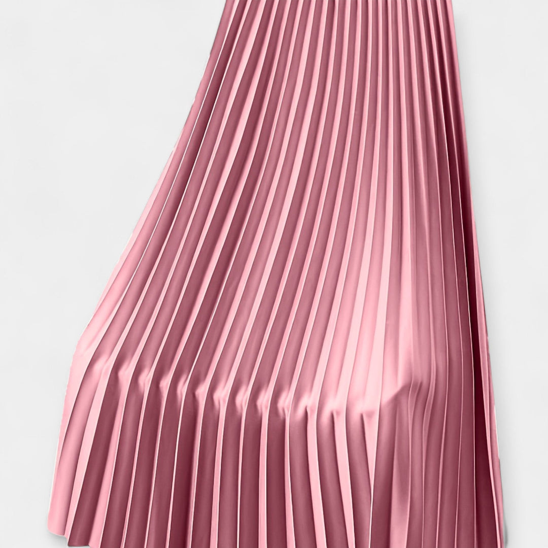 Pleated Satin Maxi Skirt