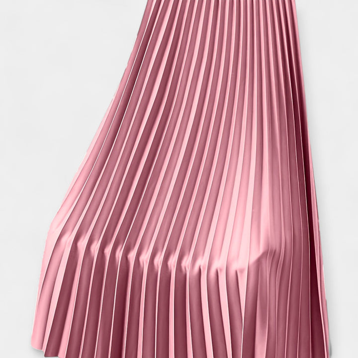 Pleated Satin Maxi Skirt