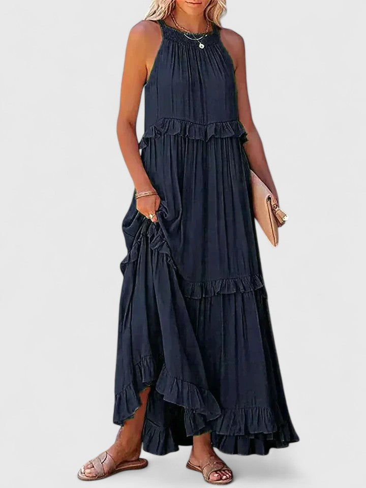Sleeveless Ruffle Detail Maxi Dress