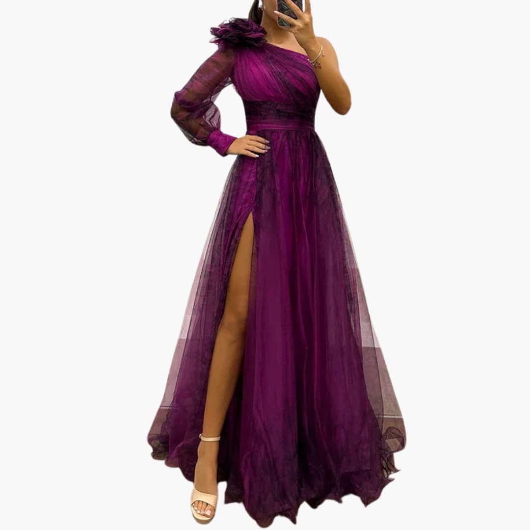 One-Shoulder Side Split Maxi Dress
