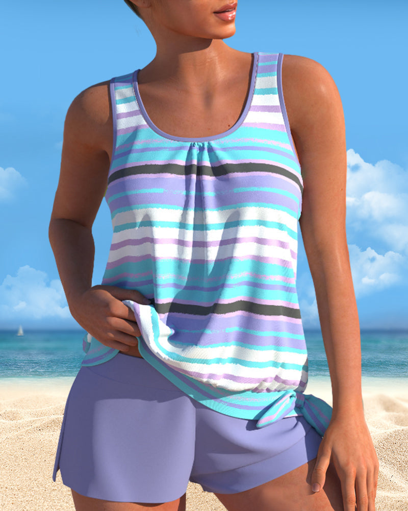 Noémia - Tankini with U-neckline and striped design