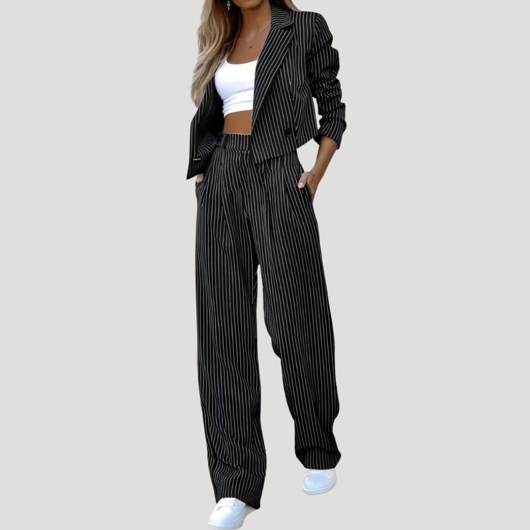 Women’s Smart Casual Pinstripe Two-Piece Suit Set