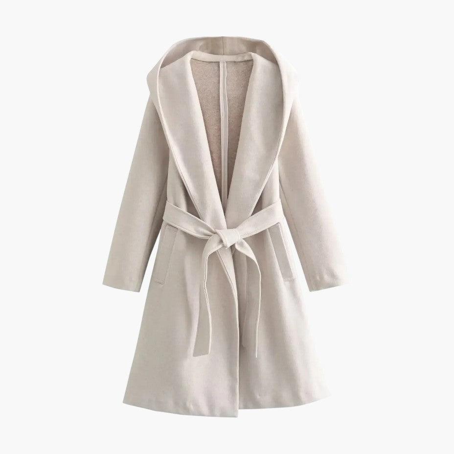 Genevra | Practical Hooded Trenchcoat with Belted Waist and Button Fastening