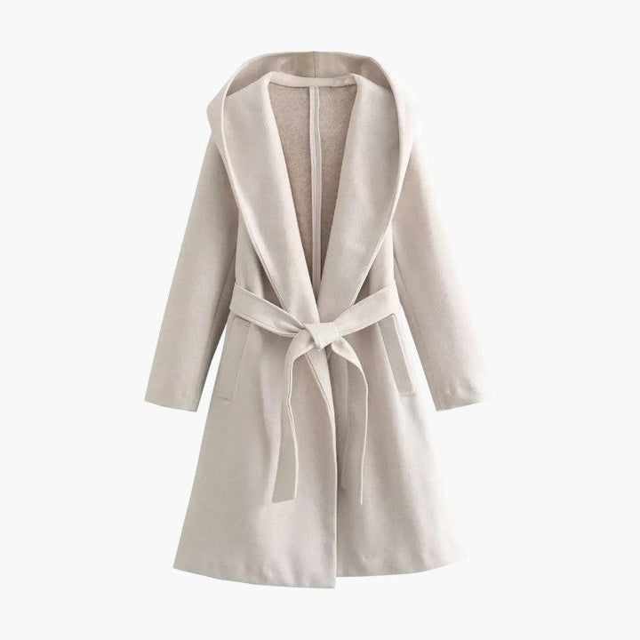 Genevra | Practical Hooded Trenchcoat with Belted Waist and Button Fastening
