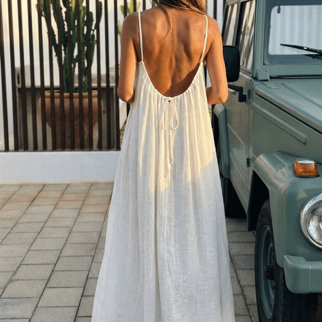 Flowy Open Back Summer Maxi Dress