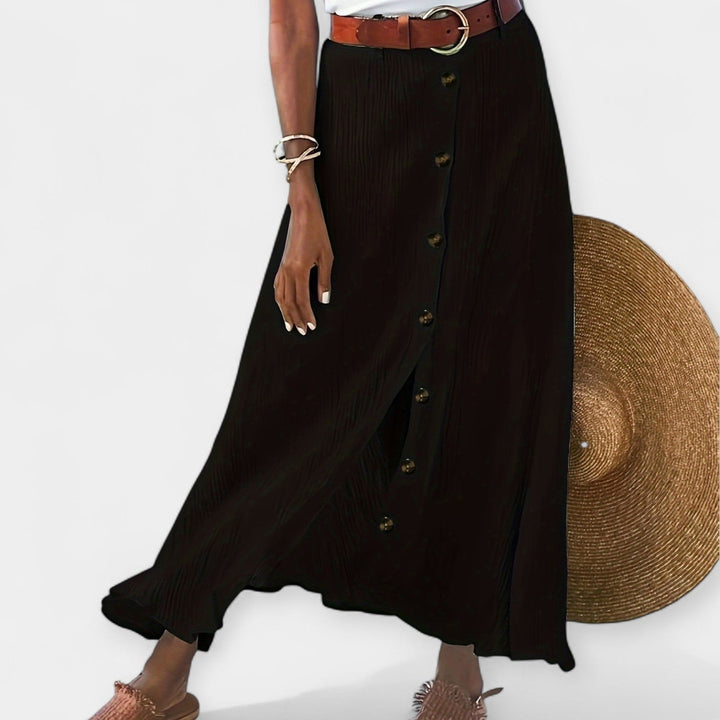 Long Semi-Transparent Skirt with Opening