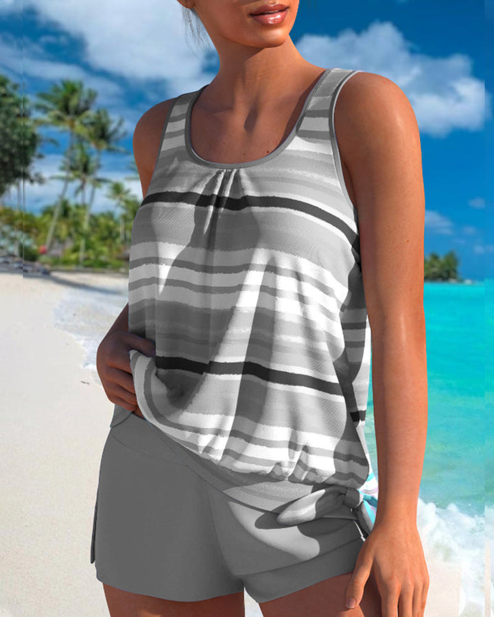 Noémia - Tankini with U-neckline and striped design